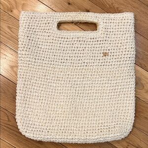 Woven Cream Tote Bag with Built-In Handles